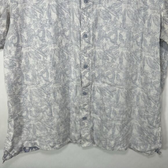 Johnston & Murphy Short Sleeve Button Up 100% Linen Shirt Large Purple Floral - Picture 3 of 11